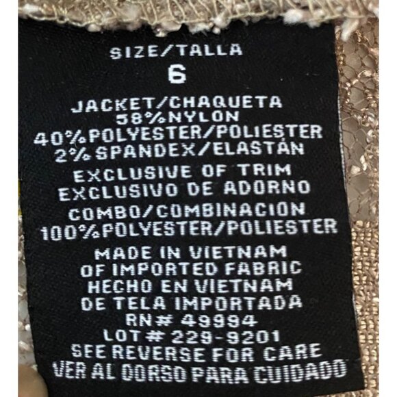 R & M Richards Beige Sequin Lace Dress & Jacket Set Size 6 - Picture 8 of 16